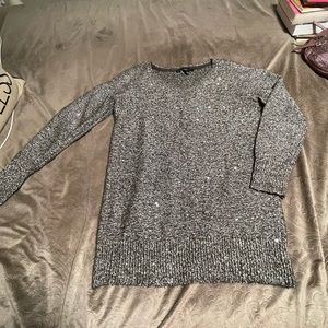 White House Black Market Dark Gray & White Sparkle Long Sweater Lg